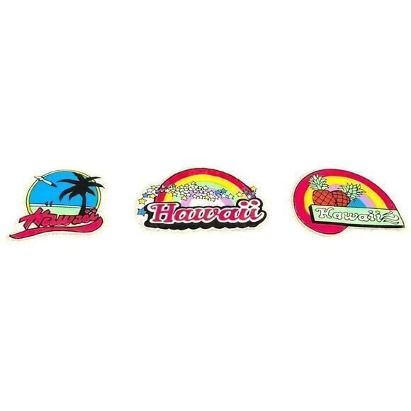 Vintage Retro 80’s  Souvenir Puffy Hawaii‎ Stickers Lot Of 3 - Picture 1 of 3